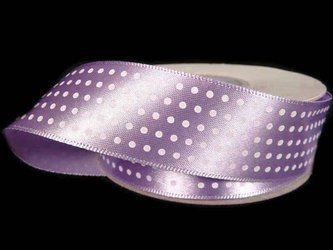 Wstążka 25mm atłas KROPECZKI jasny fiolet