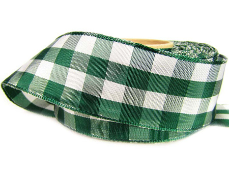 Wstążka 40mm KRATA butelkowa zieleń