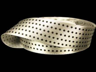 Wstążka 25mm atłas KROPECZKI popiel