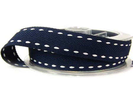 Taśma 15mm jodełka stebnowana granat