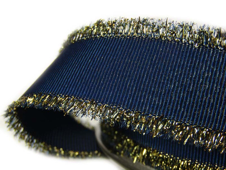 Taśma 25mm ryps ozdobny granatowo-złota