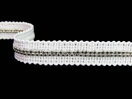 Taśma 1cm ozdobna ŁAŃCUSZEK biała