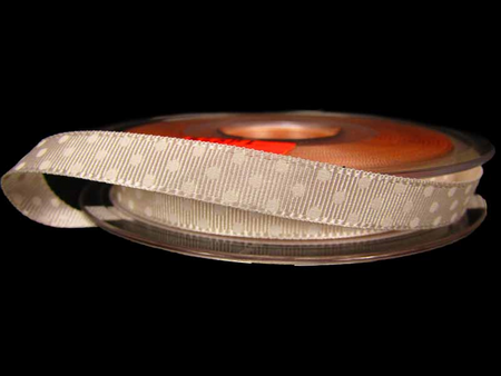 Wstążka 10mm ryps dwustronna KROPECZKA ecru