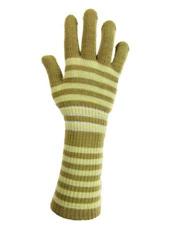 Rękawiczka młodzieżowa 3/4 dziana paski zielona