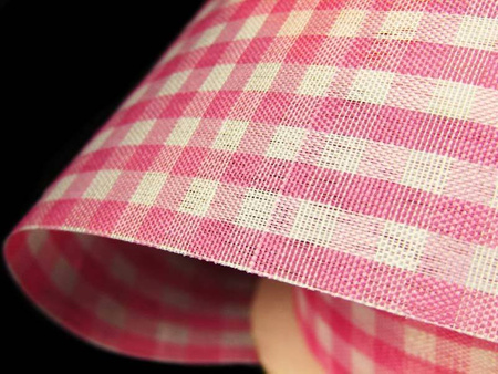 Wstążka 40mm cięta KRATKA różowa