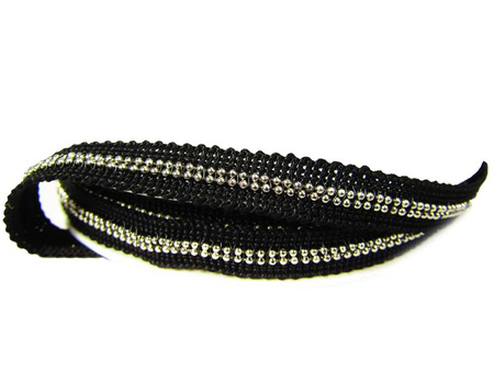 Taśma 1cm ozdobna ŁAŃCUSZEK czarna