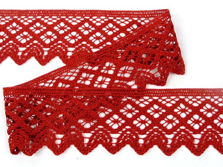 Koronka 6,8cm bawełniana czerwona malina