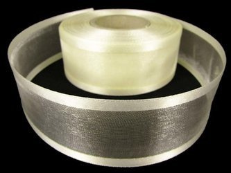 Wstążka 40mm organtyna LAMÓWKA ivory