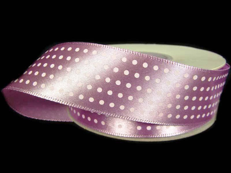 Wstążka 25mm atłas KROPECZKI wrzos