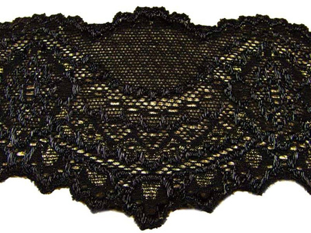 Koronka 7cm elastyczna czarno-złota