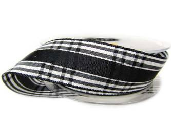 Wstążka 25mm kratka CANDY CHECK czarna