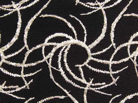 Koronka 130cm tiulowa haft & koralik ivory