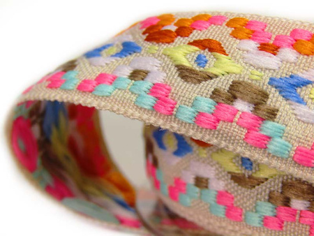 Taśma 25mm żakard AZTEC ecru & multi