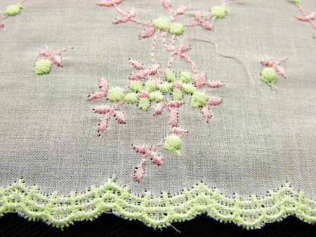 Koronka 20cm haft angielski róż_seledyn