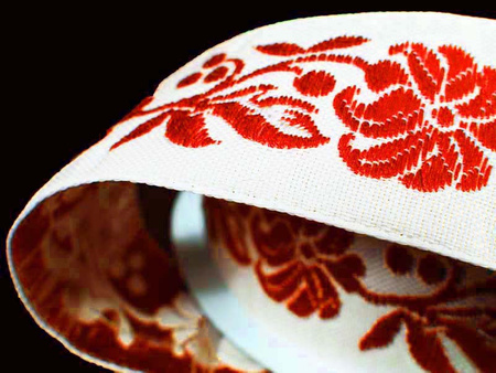 Taśma 25mm żakard KWIAT czerwona