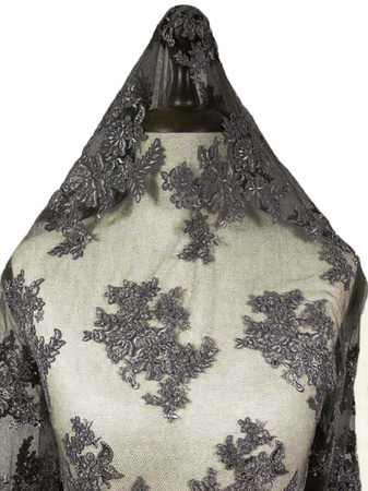 Koronka 140cm tiulowa haft koder grafit