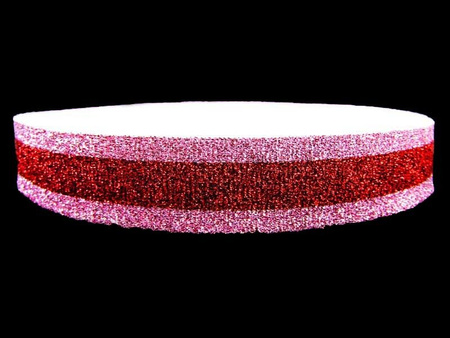 Guma 30mm tkana LAMPAS lurex różowo_czerwona