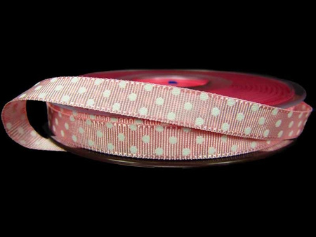 Wstążka 10mm ryps dwustronna KROPECZKA róż