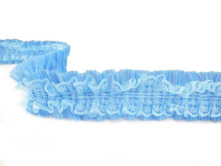 Taśma 50mm elastyczna koronka & tafta jasny turkus