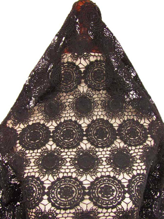 Koronka 130cm bawełniana na tiulu czarna