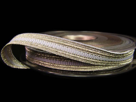 Taśma 10mm żakard srebrna