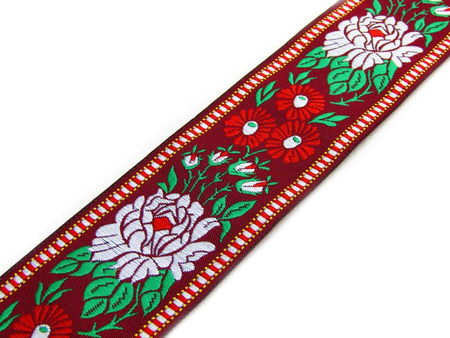 Taśma 45mm żakard RÓŻA bordo