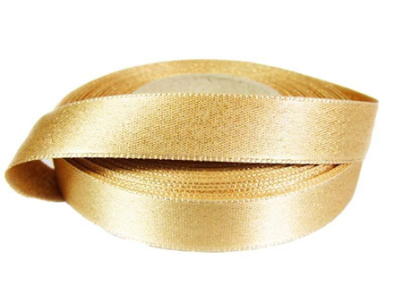 Wstążka 15mm atłas REXOR złoty beż