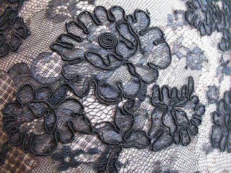 Koronka 140cm tiulowa podkład z koderem czarna