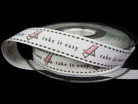 Wstążka 15mm tafta DECKCHAIR róż