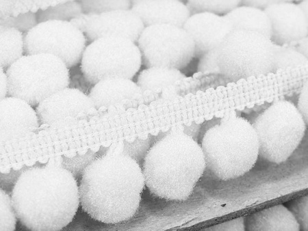Taśma 1,8cm POMPONIK poliester biała