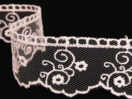 Koronka 2,5cm tiulowa pudrowy róż