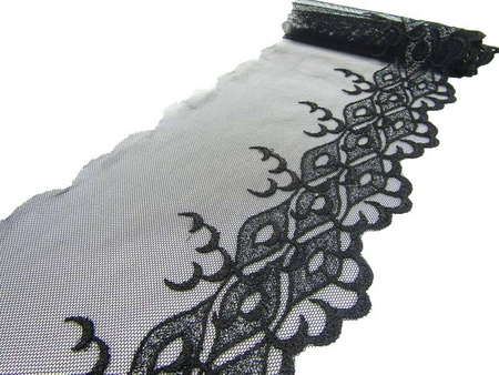 Koronka 12cm tiulowa czarna