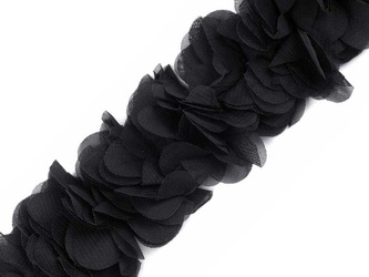 Taśma 6cm ozdobna KWIAT 3D czarna