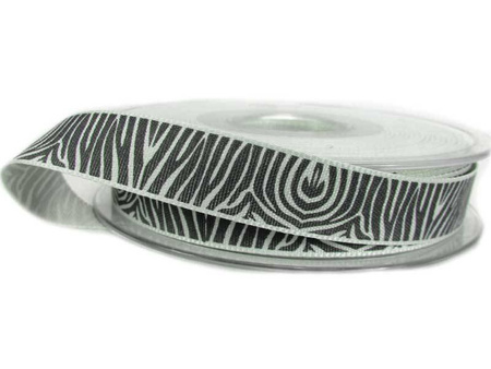 Wstążka 15mm tafta ZEBRA zielona szałwia