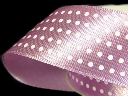 Wstążka 25mm atłas KROPECZKI wrzos