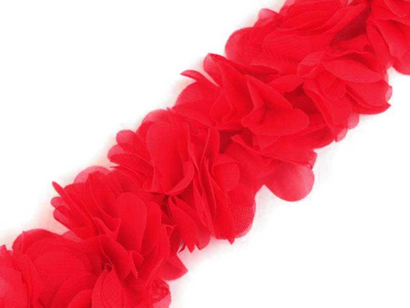 Taśma 6cm ozdobna KWIAT 3D czerwona