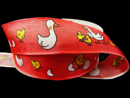 Wstążka 25mm organtyna GĄSKA czerwona