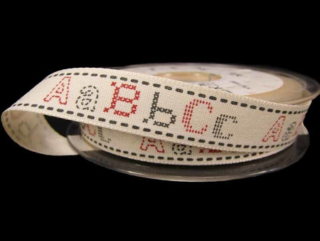 Wstążka 15mm tafta ABC natural