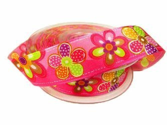 Wstążka 25mm tafta FLEURS amarant