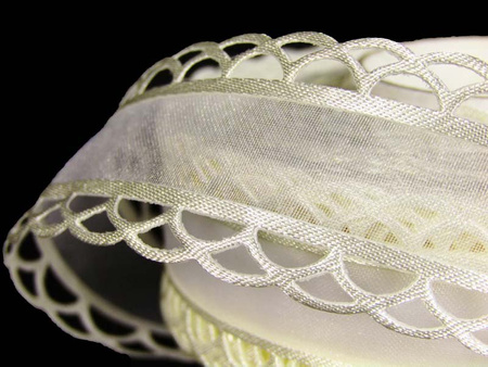 Wstążka 25mm organtyna KORONKA ecru