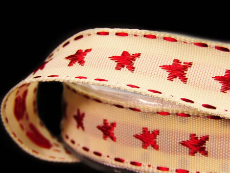 Taśma 15mm żakard STARS bordo