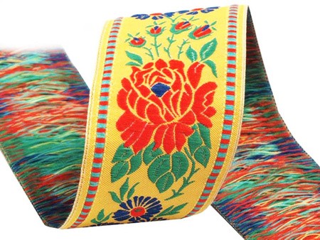 Taśma 45mm żakard RÓŻA żółta