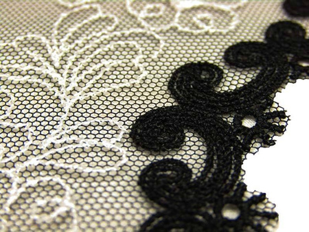 Koronka 17cm tiulowa czarno-biała