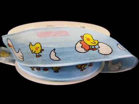 Wstążka 25mm organtyna GĄSKA błękitna