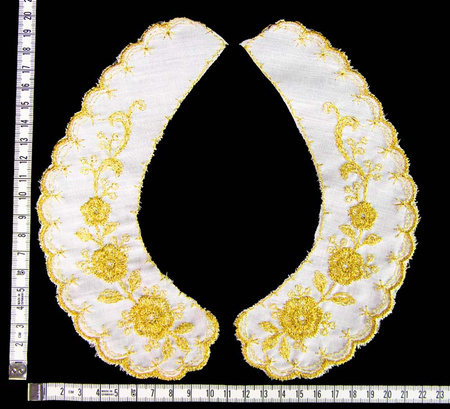 Kołnierzyk młodzieżowy haft bawełna biało-złoty