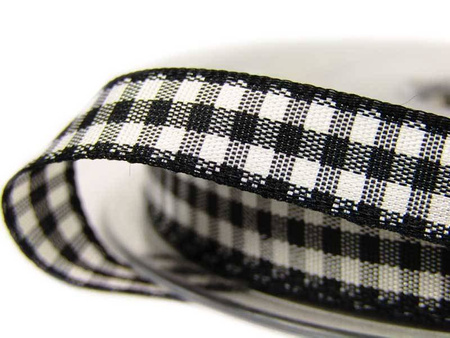 Wstążka 10mm kratka VICHY czarna