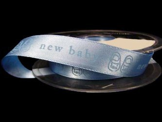 Wstążka 15mm atłas NEW BABY błękitna