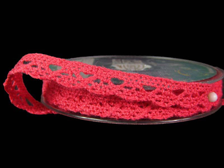 Koronka 1cm bawełniana róż koral