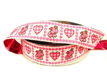 Taśma 25mm żakard PSIAK róż