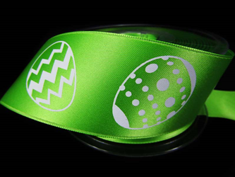 Wstążka 4cm atłas PISANKI zielona